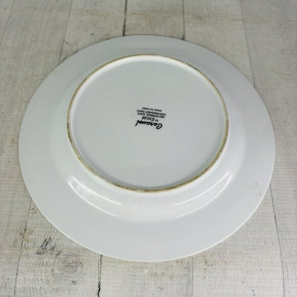 Excel CARAVEL Pink Purple Floral Iris Tulips Black Border Dinner Plates Set of 4 - Picture 9 of 16